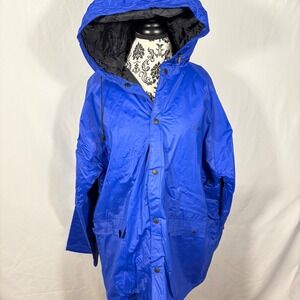 Stearns Dry Wear Royal Blue Hooded Rain Jacket Waterproof Size L